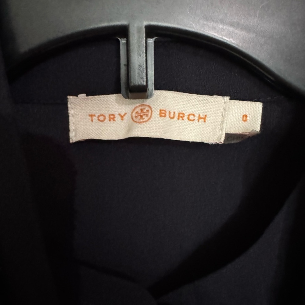 Tory Burch Navy Blue Tie Front Blouse - Picture 2 of 9